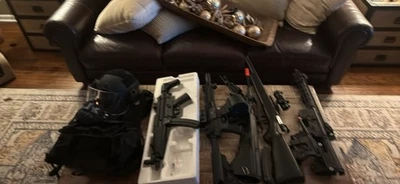 Airsoft Lot -, VEST, MASK ar mp5 sniper and accessories  - Image 1 of 4