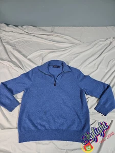 Polo Ralph Lauren 1/4 Zip Blue Merino Wool Pullover Sweater Golf Size XL - Picture 1 of 12