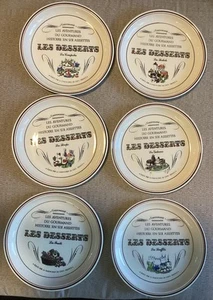 GIEN Les Desserts Canape PLATES Set 6 Appetizer Dessert Luncheon 8-1/8” - Picture 1 of 7