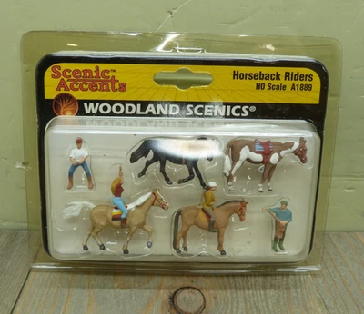Woodland Scenics Horseback Riders Figures HO Scale 1/87 4 Horses & Riders A1889 - Image 1 of 4