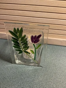 Handgefertigtes geschmolzenes Glas T-Shirt Licht Farn und Blume - Bild 1 von 7
