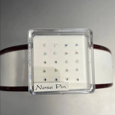 Paquete de 20 tachuelas de nariz de cristal en plata de ley 925 maciza ~ joyas corporales ~ totalmente nuevas Foto 1 de 4