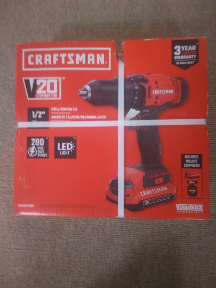CRAFTSMAN con portabrocas 1/2, taladro/destornillador inalámbrico 20V, batería y cargador de batería Foto 1 de 3