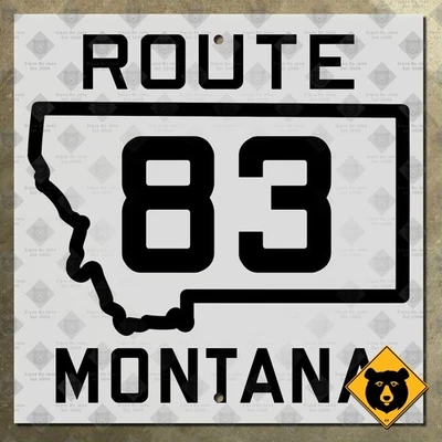 Montana Highway 83 road sign state route shield map Seeley Lake 1934 16x16 - Image 1 of 2