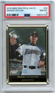 PSA 8 NM-MT SHOHEI OHTANI 2018 BBM Grateful Days #03 1st Career Win - Picture 1 of 2