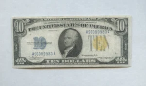 1934 A Ten Dollar $10 Silver Certificate  Yellow Seal  86 plate tough to find - Picture 1 of 1