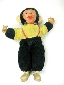 Vintage anni '50 Bijou Monkey Gomma Viso Giocattoli Zippy Scimpanzé Peluche Bambola Campane - Foto 1 di 4