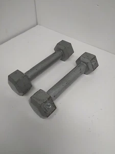 Hex Head YORK 2 Pound dumbbells 2 lb X 2 weights Cast Iron 4 Lbs Total  - Picture 1 of 4