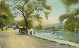 Riverview Park Omaha Nebraska NE old car horse and buggy pm 1917 Postcard - Picture 1 of 2