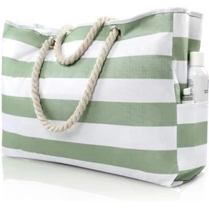 New Large Beach Bag Tote Waterproof Sandproof Bag with Zipper Pool Bag - Picture 1 of 5