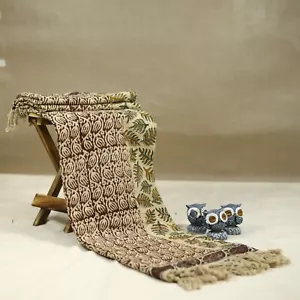 Manta de algodón estampada en bloques para muebles del hogar patrón de hojas ambiente natural - Imagen 1 de 5
