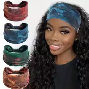 Boho Style Bandana breit geknüpftes Stirnband Haarband grün blau gemustert 1021 - Bild 1 von 12