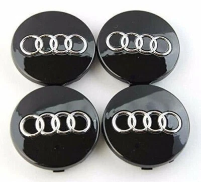 kit 4 coprimozzo 60mm per audi a3 a4 a5 a6 a7 a8 s4 s5 s6 s8 rs4 q3 q5 q7 nero - Bild 1 von 4
