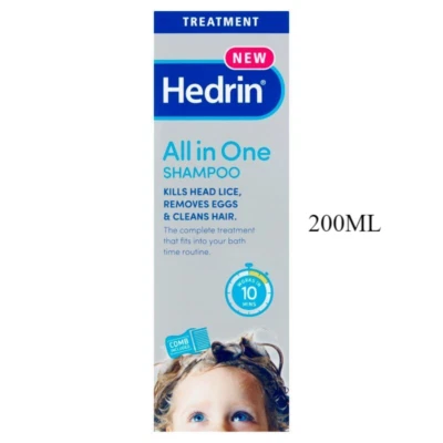 Hedrin All In One Shampoo Kills Head Lice Cleans Hair Treatment With Comb 200ml - Image 1 of 3