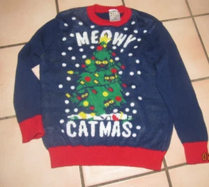 Well Worn youth small Meowy Catmas Christmas Holiday Ugly Sweater tree cats love - Picture 1 of 3