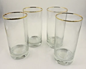 Set of 4 Gold Rimmed 16 Ounce Glasses Tumblers Greenbriar International Imports - Picture 1 of 3