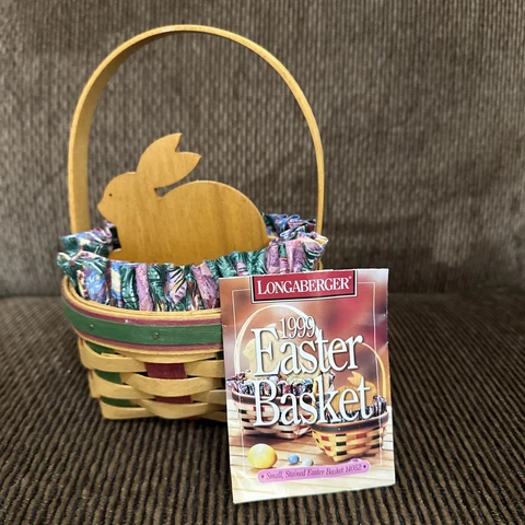1999 Longaberger Small Stained Easter Basket Protector Liner Bunny Divider Card Cover