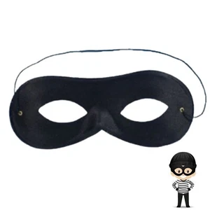 KIDS BLACK EYE MASK ROBBER BANDIT SUPERHERO BOOK WEEK FANCY DRESS MASK - Picture 1 of 3