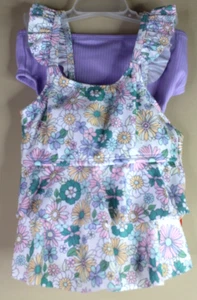 Wonder Nation Girls Tankini Swimsuit Lavender Sky Floral UPF 50+ Size XS (4-5) - Picture 1 of 4
