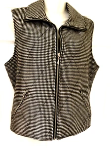 TALBOTS Vest Plaid Houndstooth zip up vest sleeveless size Medium-EUC! - Picture 1 of 9