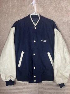 Vintage Varsity Jacket Leather Wool Body Jacket Men's Medium MV Sport Chevrolet - Picture 1 of 10