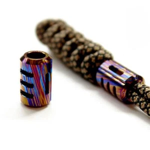 Titanium Damascus Knife Bead Paracord Lanyard Pendant EDC Charm Bracelet Bead - Picture 1 of 9