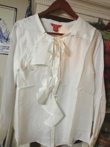 Blouse Sundance PM Silk Habutai Ruffle Ivory NWT - Picture 1 of 6
