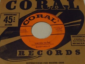 Repro 45   Buddy Holly  Listen To Me  Coral - Picture 1 of 2