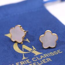 Valerie Clarisse Clover Earrings 18k Gold Plated - White Mother of Pearl
