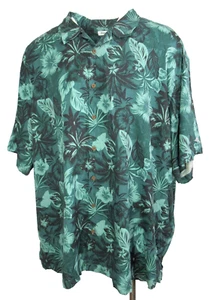 Tommy Bahama Seidenhemd Herren Größe 5XL Hawaii Grün Blumen Kurzarm Knopf - Bild 1 von 11