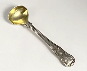 Antigua cuchara de sal dorada plateada pesada Dublín victoriana de 1841 patrón del rey - Imagen 1 de 14