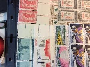 A group of 25 Plate blocks of 4 stamps .04, .05 OTHERS cent MNH OG SEE PICS - Picture 1 of 4