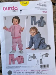 Burda Sewing Pattern 9349 Jacket & Pants - Track Suit 6 Months - 3 Years Unused - Picture 1 of 2