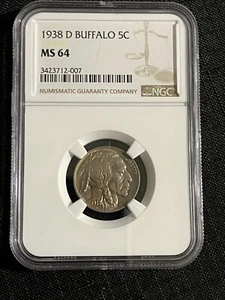 1938-D  5C BUFFALO NICKEL  BEAUTIFULLY TONED NGC MS64 3423712-007 - Picture 1 of 5
