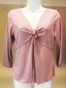MAX STUDIO MALVA RAYÓN POLIÉSTER MANGA 3/4 BABYDOLL BLUSA TOP L HECHO EN EE. UU. NUEVO - Imagen 1 de 5