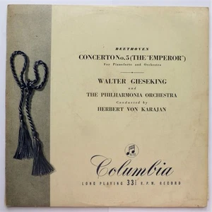 Herbert Von Karajan Beethoven Concerto No 5 LP Columbia 33CX1010 EX/VG 1950 blue - Imagen 1 de 8