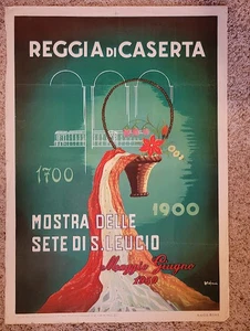 1950 San Leucio Silk Exhibition Italian Travel Poster Ottorino Stefani Vintage - Picture 1 of 3