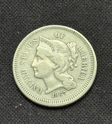 1867 Three Cent Coin Nickel United States Mint - Image 1 of 2