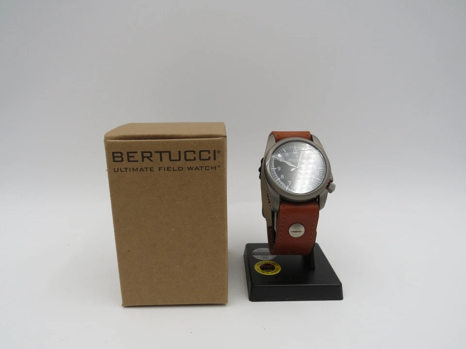 BERTUCCI 13902 A-4TS AERO Solar Black dial Vintage Tan w/ Post Screw Leather NEW - Image 1 of 4