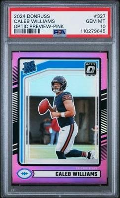 2024 Panini Donruss Rated Rookie Caleb Williams Optic Preview Pink Prizm PSA 10! - Image 1 of 2