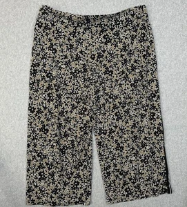 J Jill Wearever Wide Leg Knit Cropped Pant Tan Black Floral Stripe Medium Petite - Picture 1 of 15