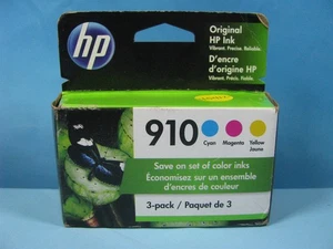 GENUINE HP 910 CYAN MAGENTA YELLOW COLOR INK CARTRIDGES 3YN97AN - EXP 2027 NEW - Zdjęcie 1 z 1