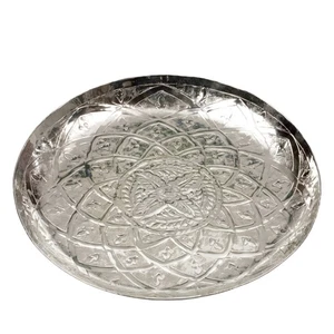 Dekoschale Metall 45 cm Serviertablett silber Tablett Kerzenteller Obstschale - Bild 1 von 3