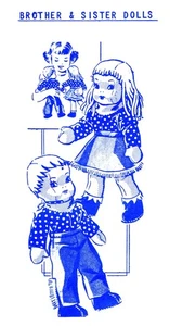 Western Brother & Sister Doll Sewing Pattern 326 Approx. 15" Tall w/Clothes - Picture 1 of 4