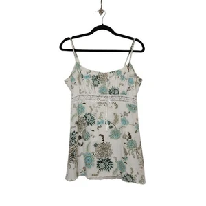 Vintage y2k Babydoll Tank Top Cami Floral FLowers Tie Back Boho XL - Picture 1 of 7