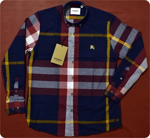 Men Burberry Casual Button Down Dark Blue Size XL Pit to Pit 24.5" - Picture 1 of 4