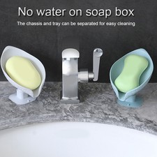 AUTO-Drenaggio Portasapone Forma Foglia Soap Box VENTOSA Bagno SAPONE SPUGNA titolare
