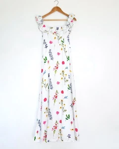 Palm Noosa Gia Dress Size 10 Wildflowers Linen Feminine Frill Maxi Current - Picture 1 of 8