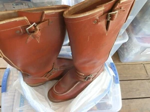 Vintage Weinbrenner 18"Tall Engineer Motorcycle Leather Snake Boots Size 11.5D - Picture 1 of 6