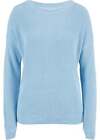 Pullover mit U-Boot-Ausschnitt Gr 48/50 Puderblau Damen Langarm Sweater Neu*
